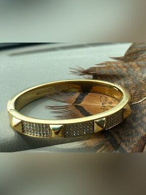 Michael Kors Gold Pavé Stud Spike Bangle Bracelet 6